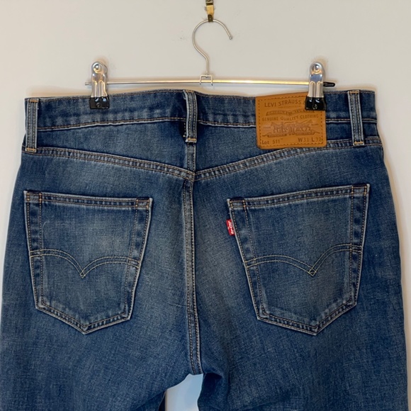 Levi's 511 Men's Plaid Slim Fit Denim Performance Jeans Plaid Lining 31W 32L - Picture 8 of 16